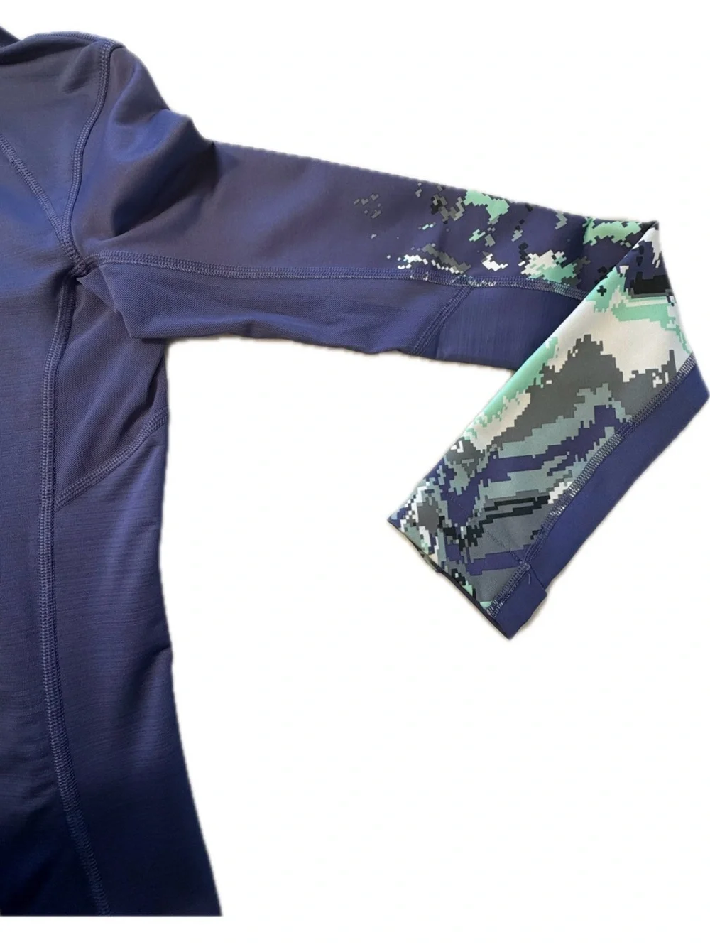 Nike Purple Half-Zip Long Sleeve Athletic Top with Printed Sleeves